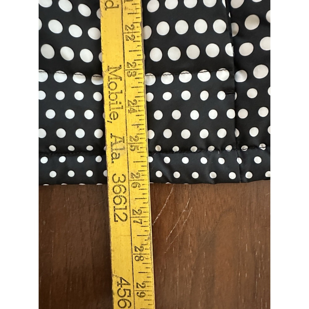 Talbots Women's Down Puffer Quilted Vest Black & White Polka Dot Large Full Zip - Picture 9 of 9